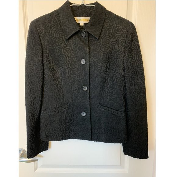 Black Blazer with Stitched Pattern Design (Size EU 40) - Picture 1 of 5